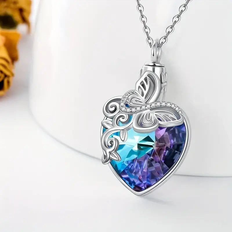 Dazzling Crystal Butterfly Urn - Personalized Necklace
