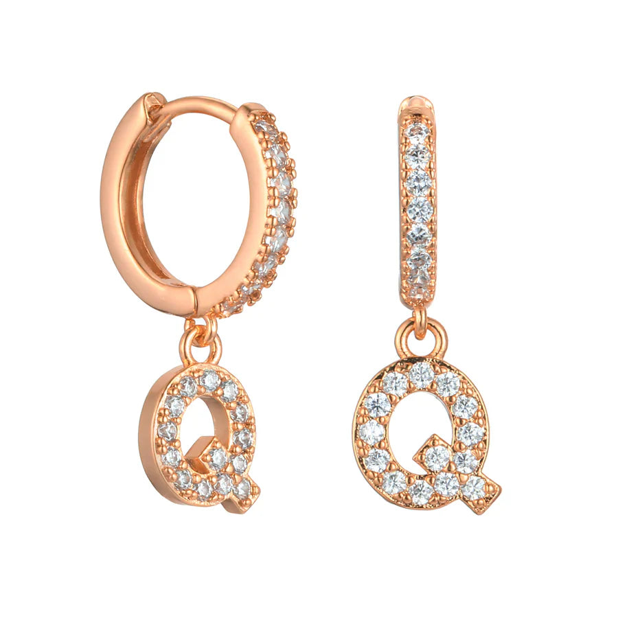 Letter Earrings 'Initial' with Zirconia