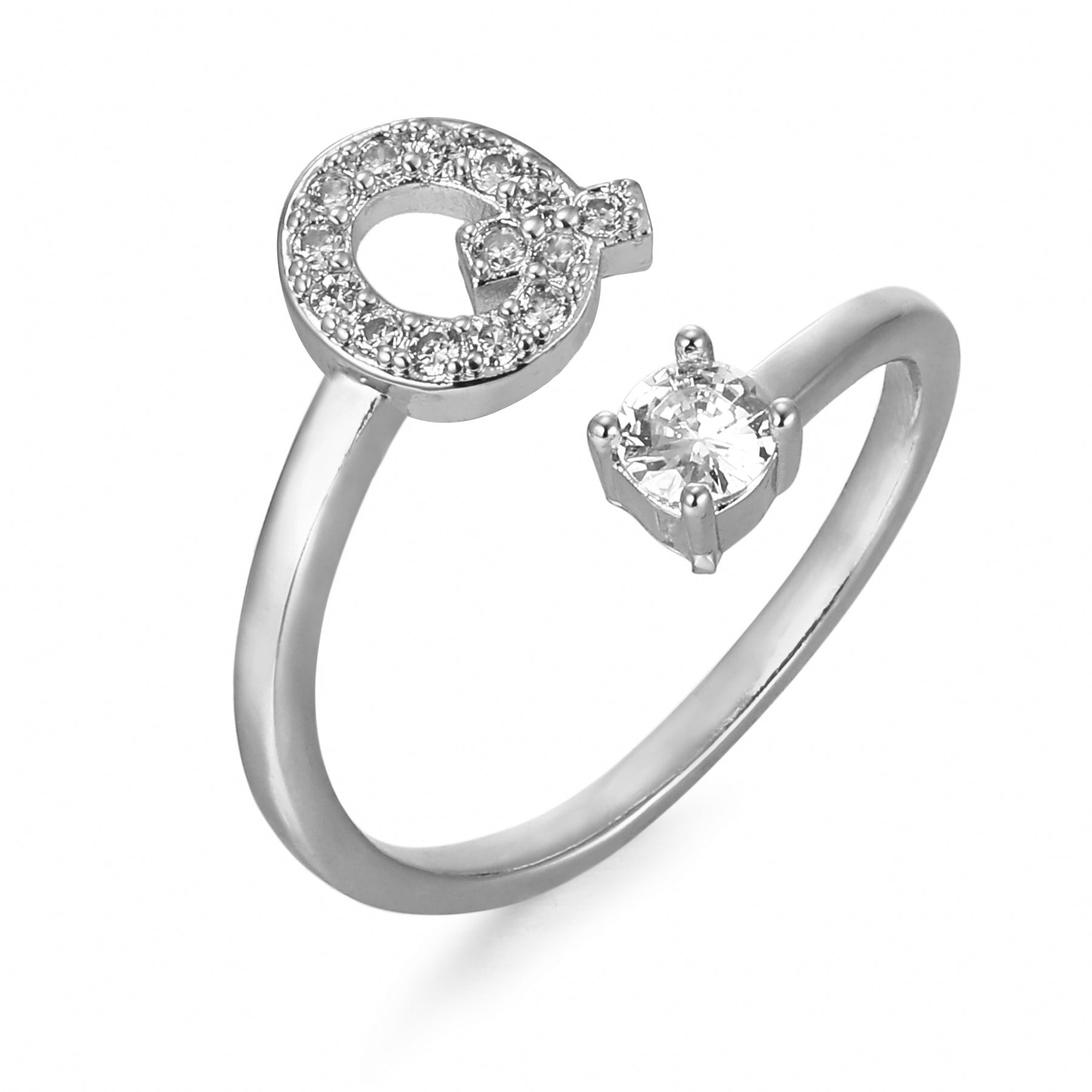 Letter Ring 'Initial' with Zirconia