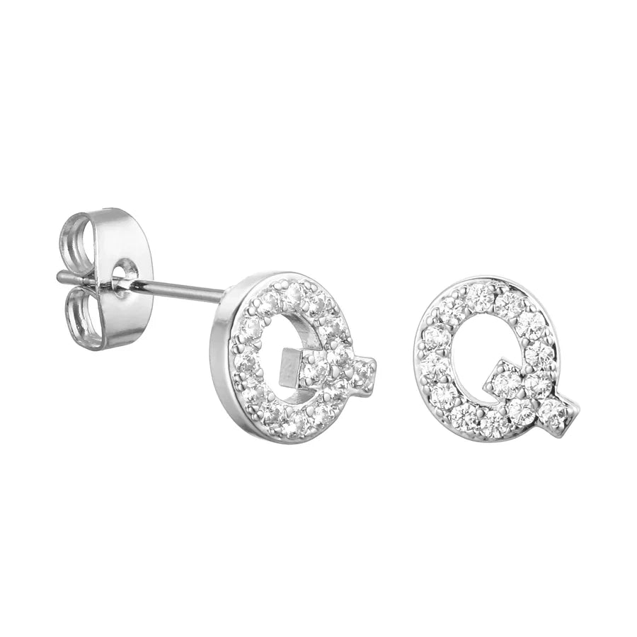 Letter Earrings 'Initial' with Zirconia