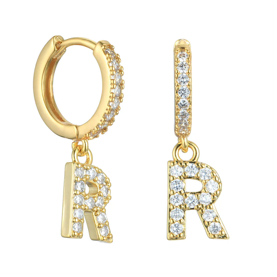 Letter Earrings 'Initial' with Zirconia