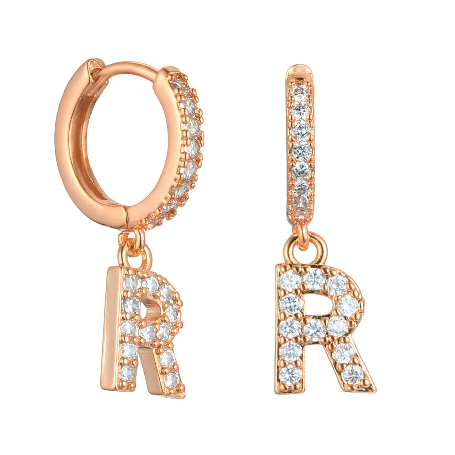 Letter Earrings 'Initial' with Zirconia