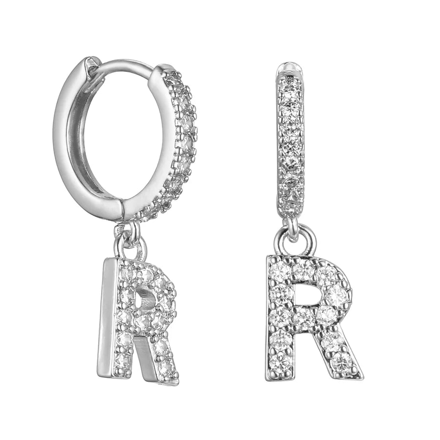 Letter Earrings 'Initial' with Zirconia