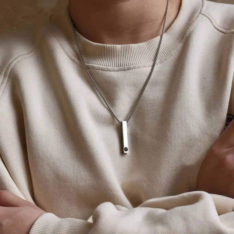 Rectangular Pendant Photo Projection Personalized Necklace