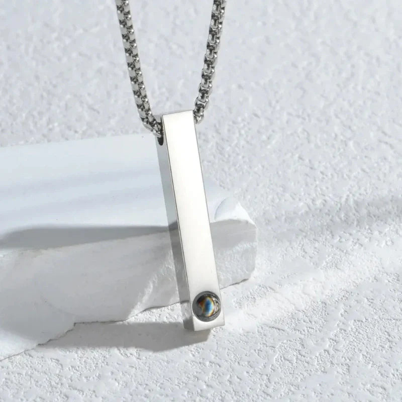 Rectangular Pendant Photo Projection Personalized Necklace