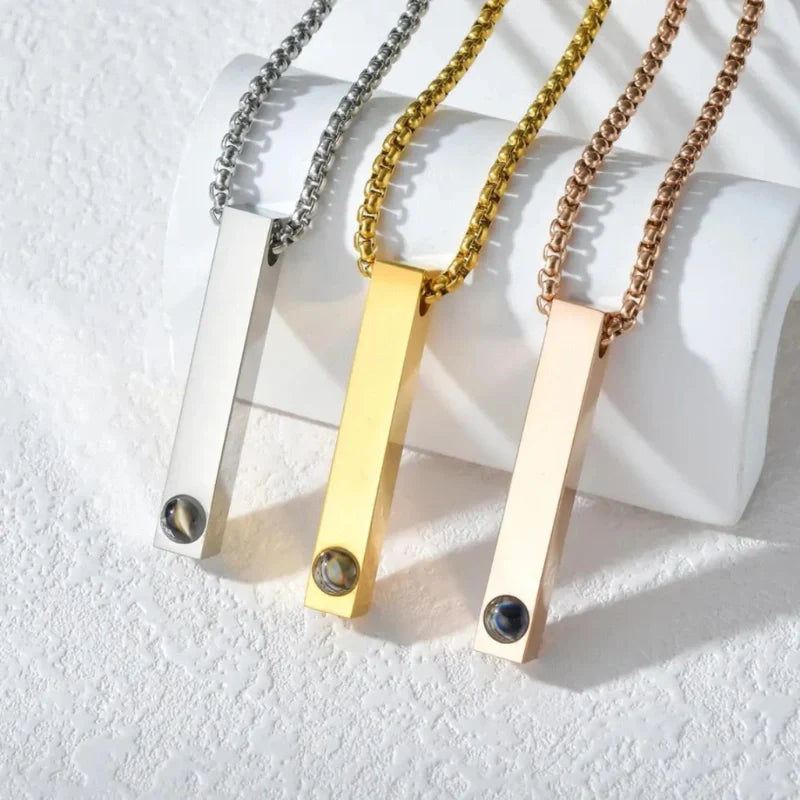 Rectangular Pendant Photo Projection Personalized Necklace