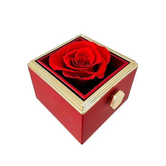 Eternal Rose Box - With Photo Projection Heart Necklace and Real Rose