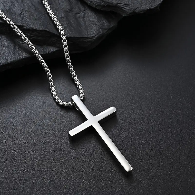 Stainless Steel Cross Pendant Necklace - Boys Necklace