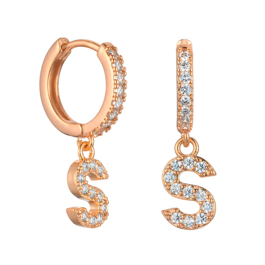 Letter Earrings 'Initial' with Zirconia