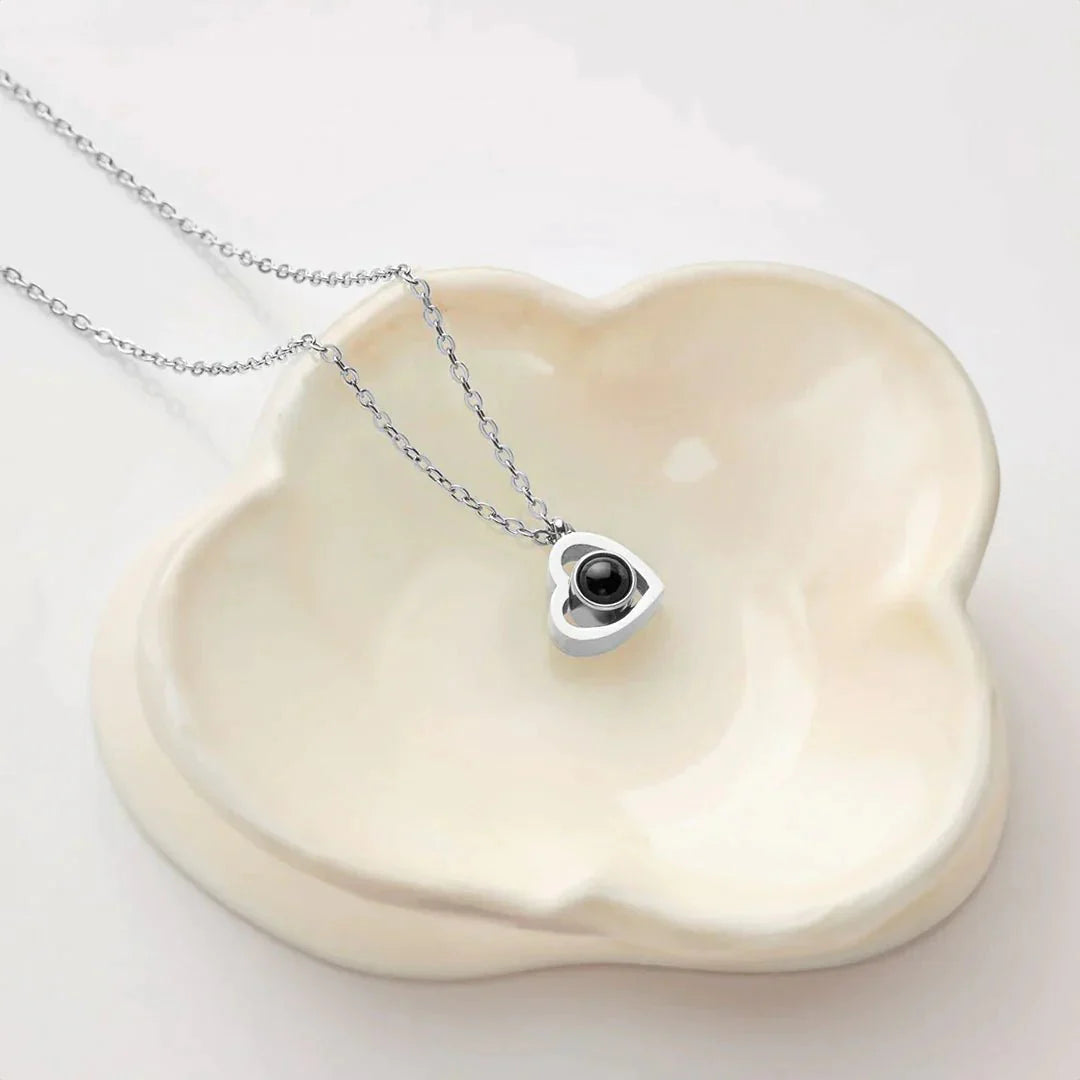 Eternal Rose Box - With Heart Photo Projection Necklace and Real Rose