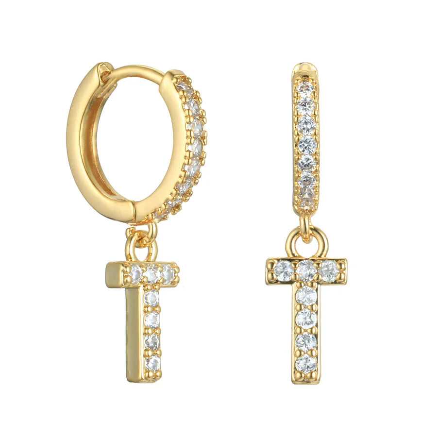 Letter Earrings 'Initial' with Zirconia