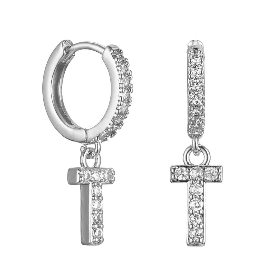 Letter Earrings 'Initial' with Zirconia