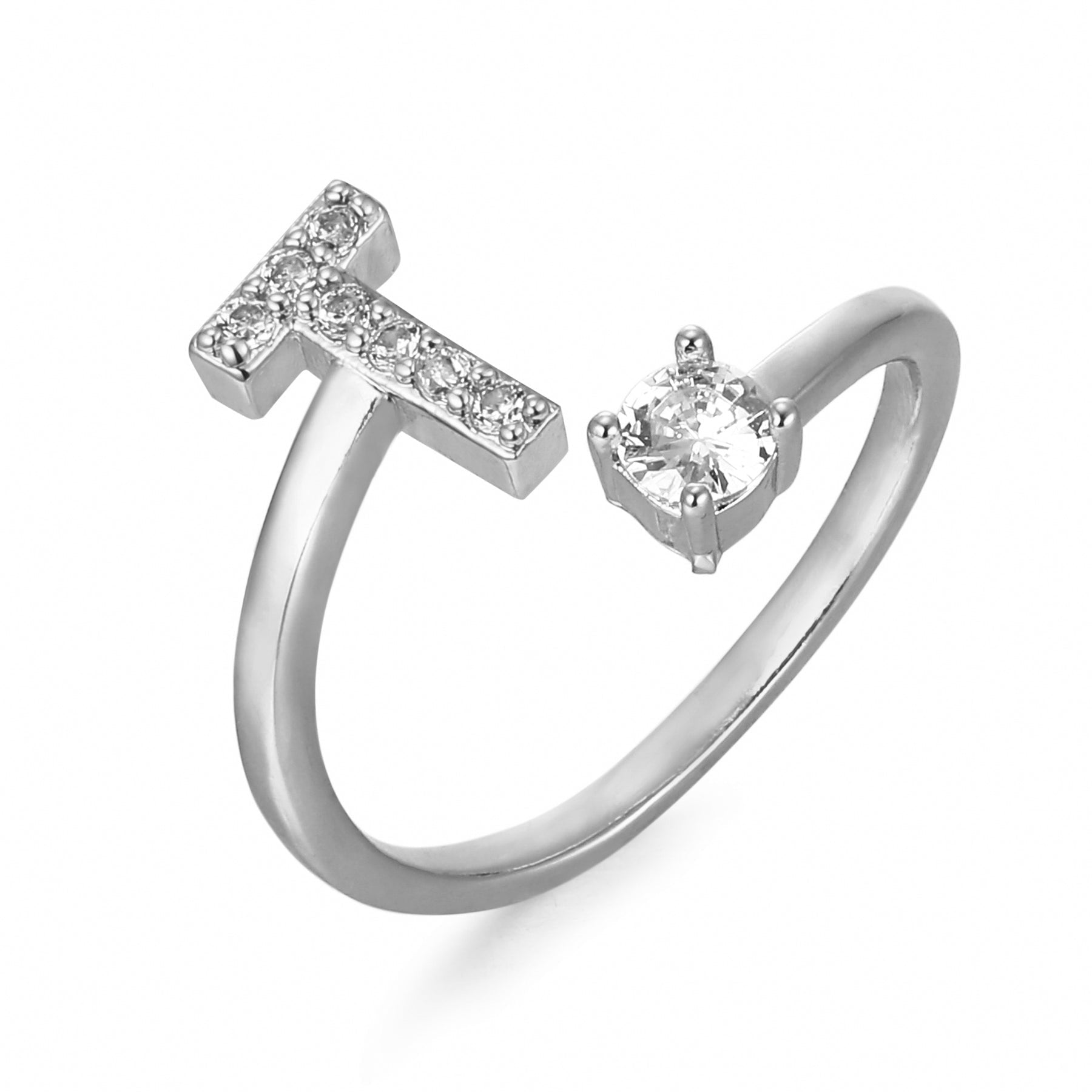 Letter Ring 'Initial' with Zirconia