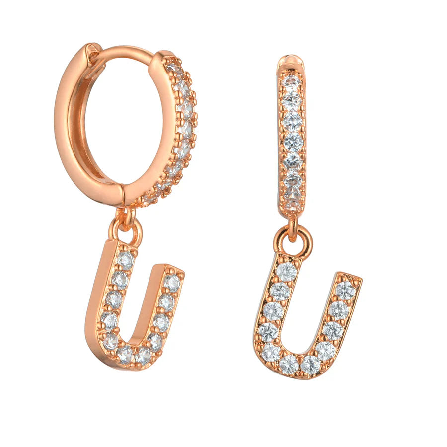 Letter Earrings 'Initial' with Zirconia