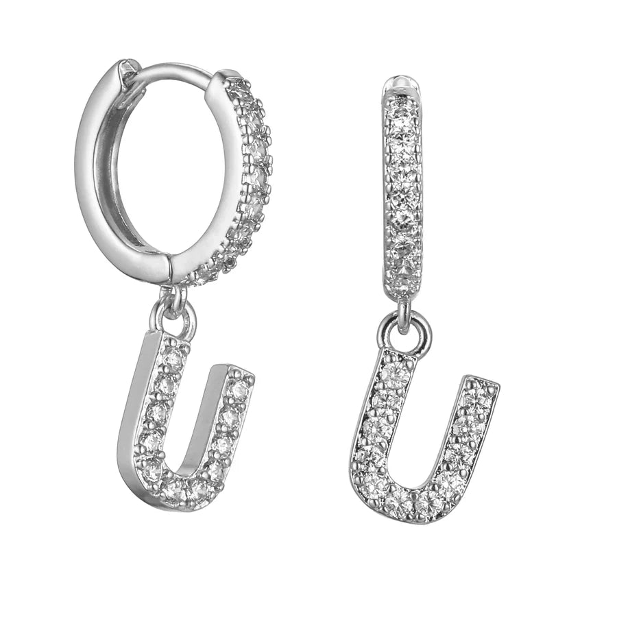 Letter Earrings 'Initial' with Zirconia