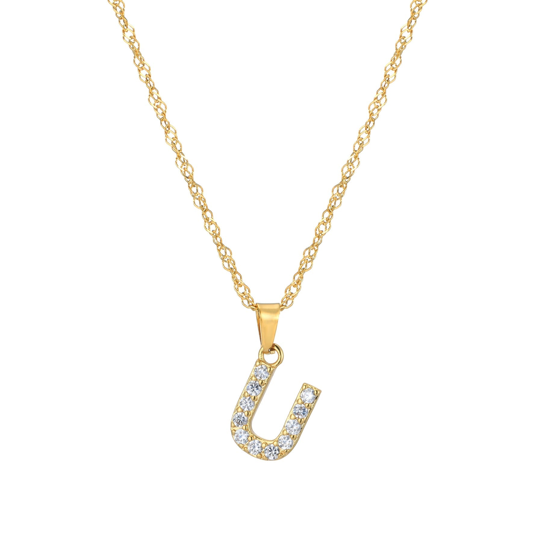 Letter Necklace with Zirconia