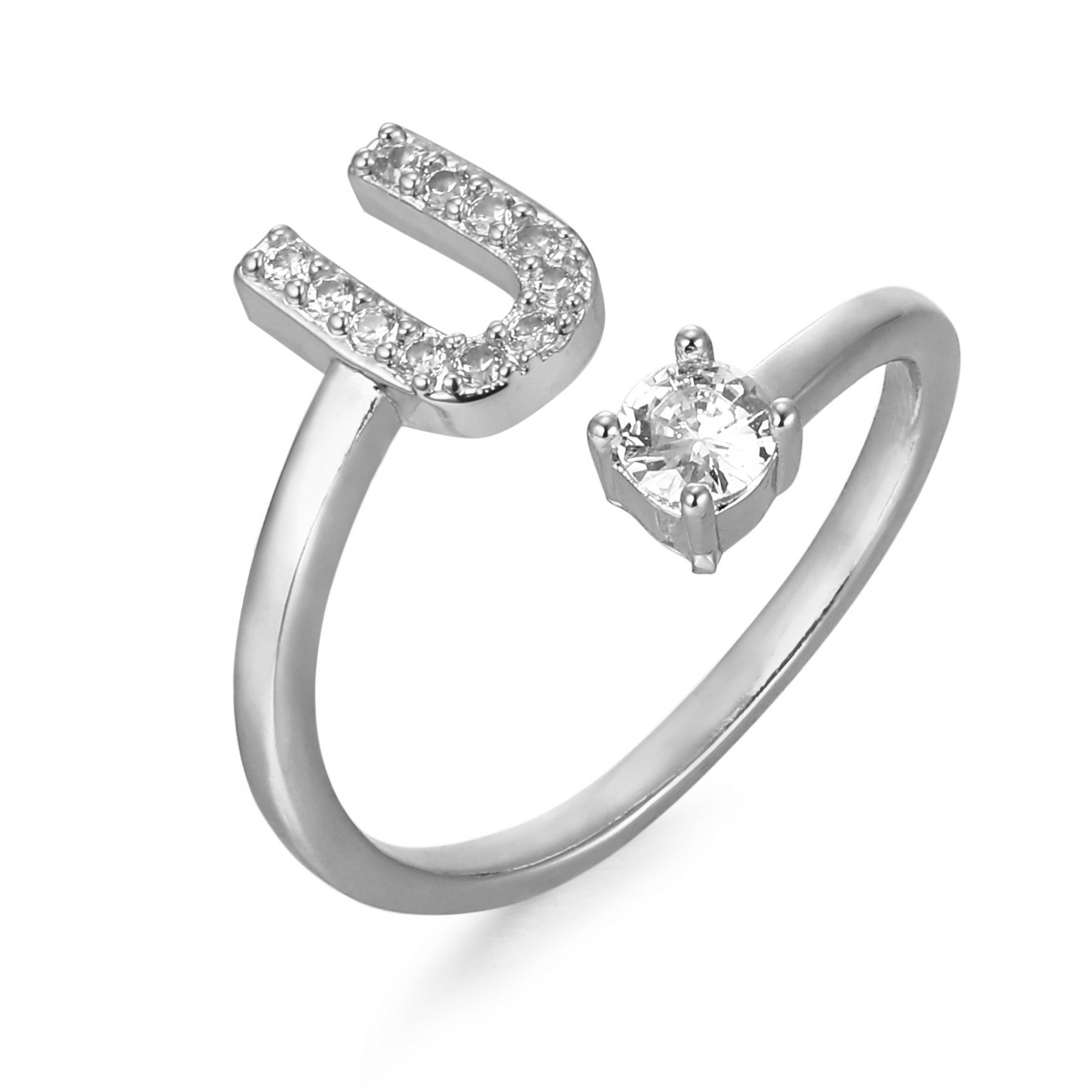 Letter Ring 'Initial' with Zirconia