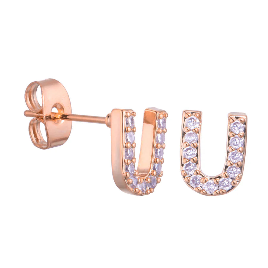 Letter Earrings 'Initial' with Zirconia