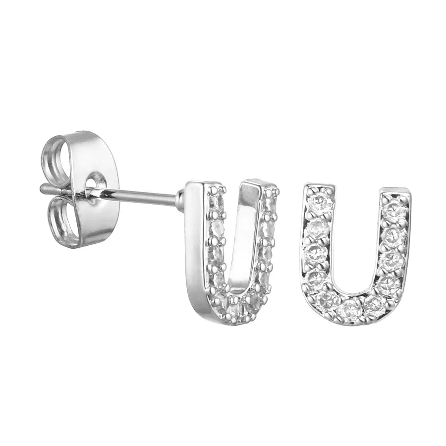 Letter Earrings 'Initial' with Zirconia