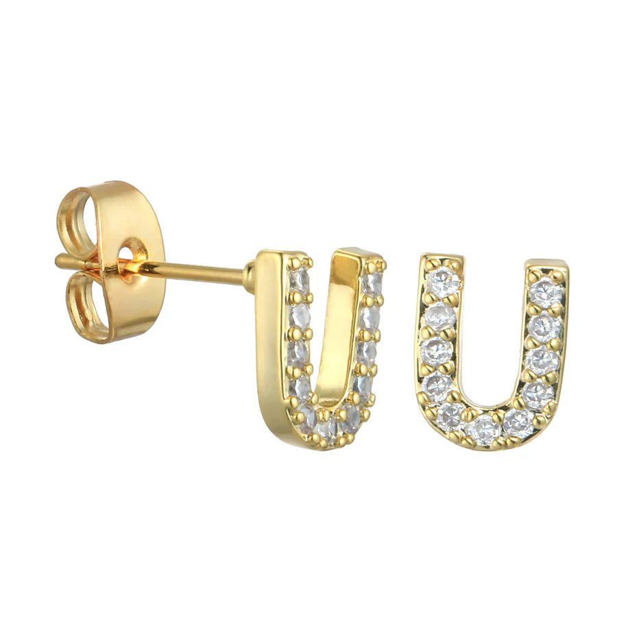 Letter Earrings 'Initial' with Zirconia