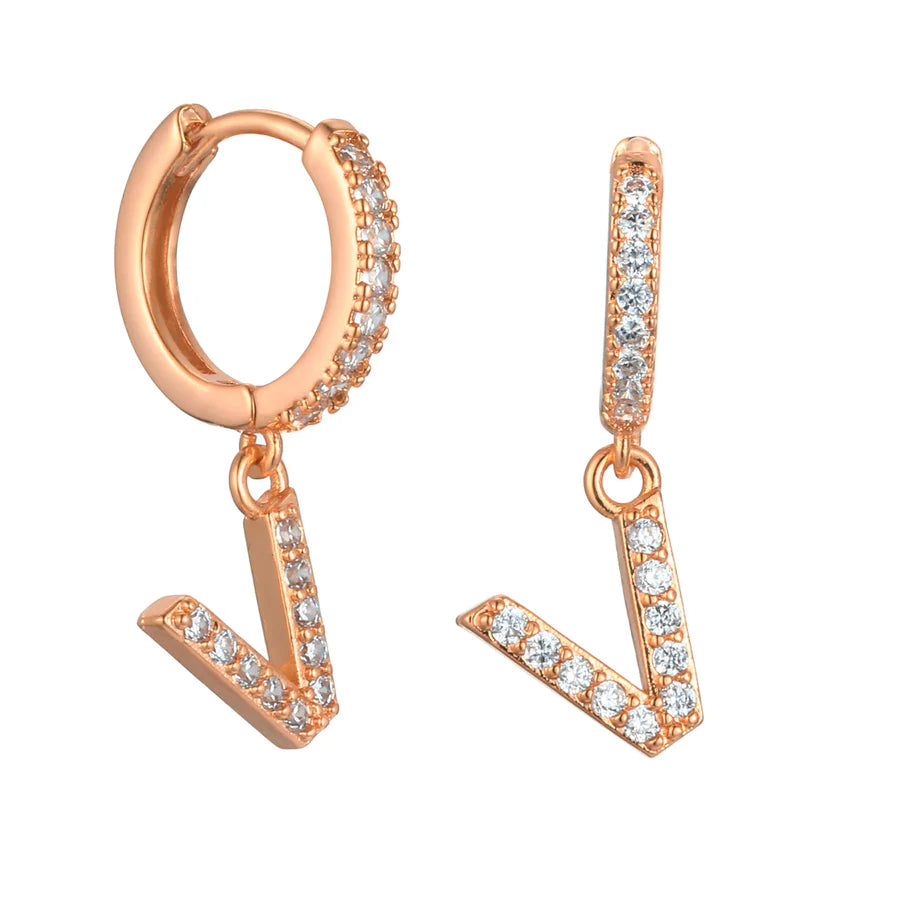 Letter Earrings 'Initial' with Zirconia