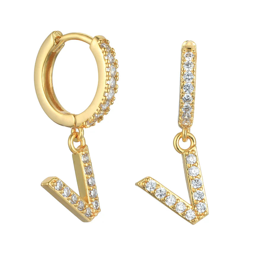 Letter Earrings 'Initial' with Zirconia