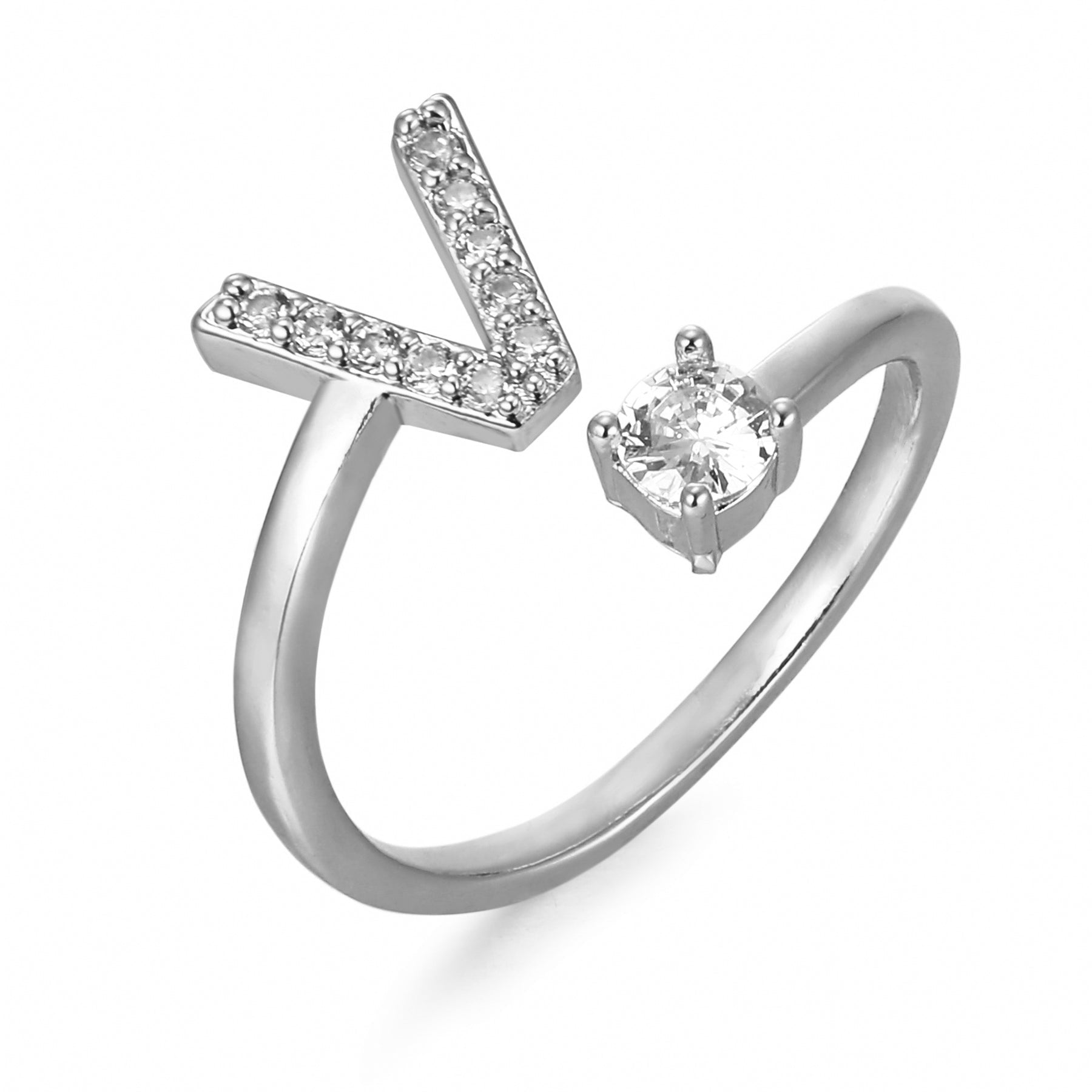 Letter Ring 'Initial' with Zirconia