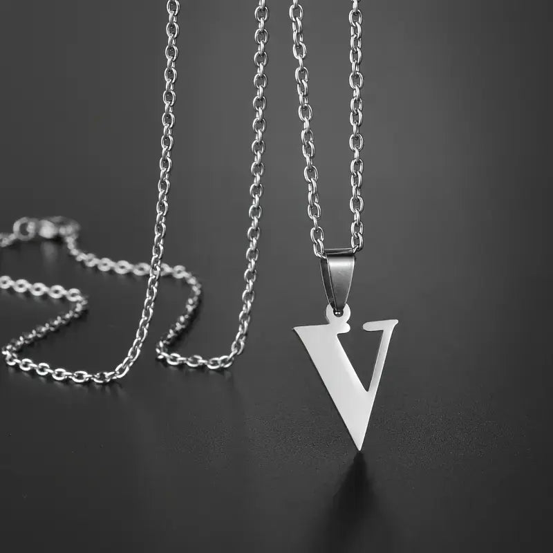 Engraved Minimalist Necklace With Letters - Gifts For Him