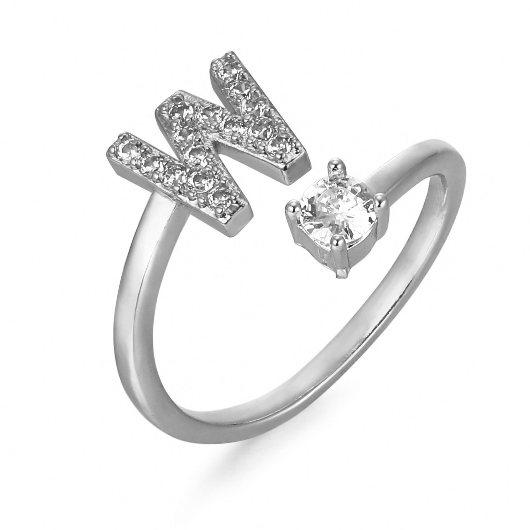 Letter Ring 'Initial' with Zirconia