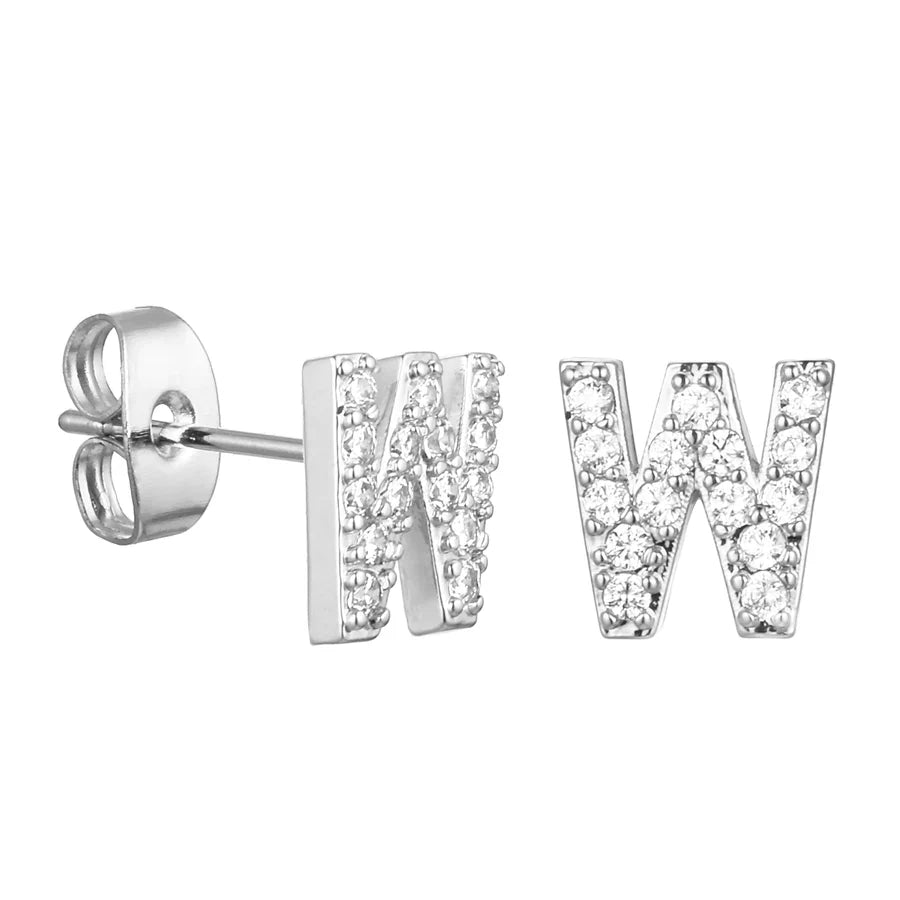 Letter Earrings 'Initial' with Zirconia