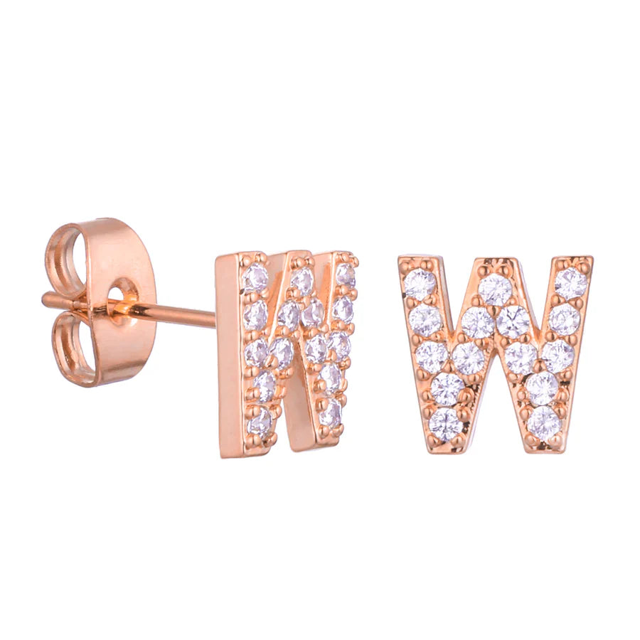 Letter Earrings 'Initial' with Zirconia