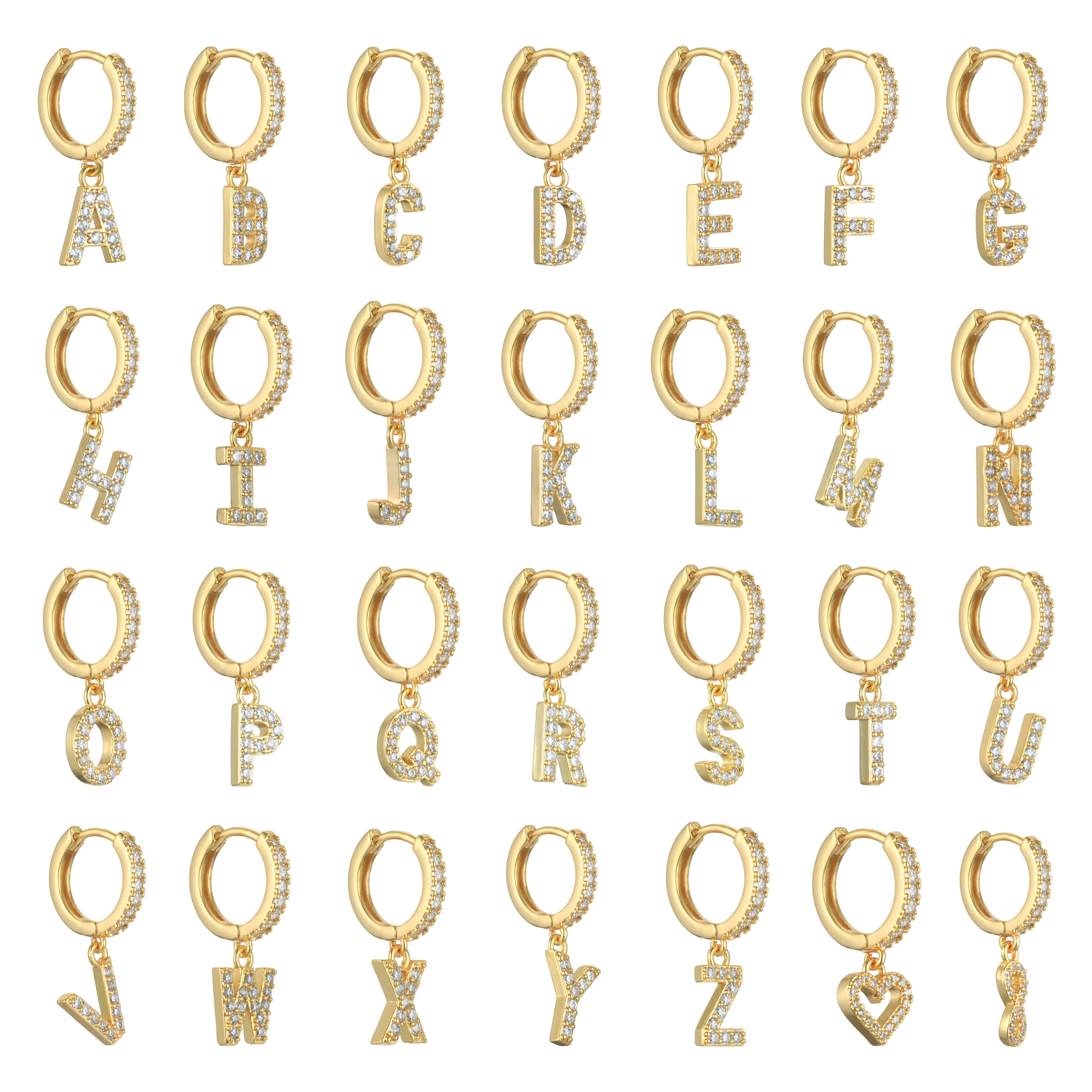 Letter Earrings 'Initial' with Zirconia