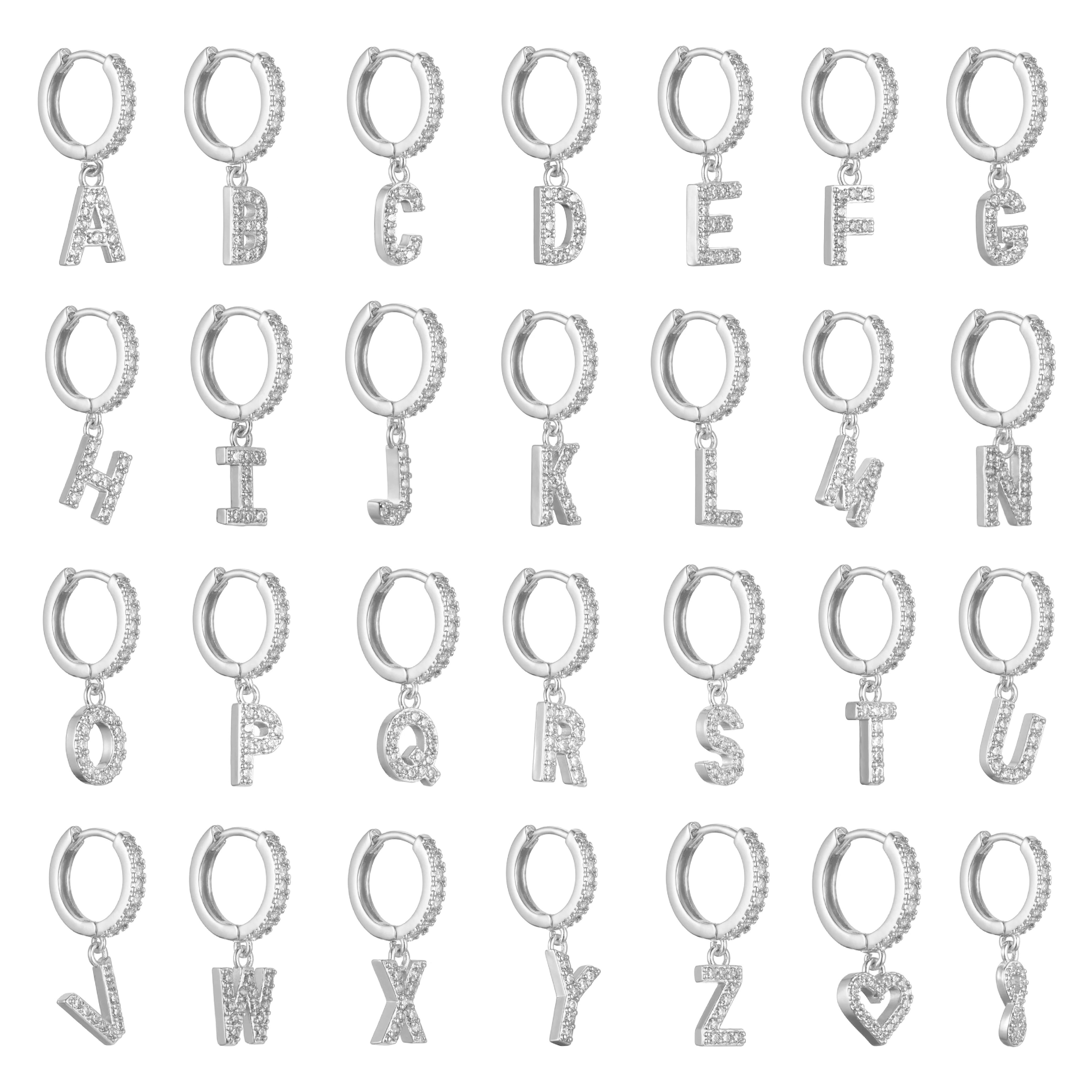 Letter Earrings 'Initial' with Zirconia