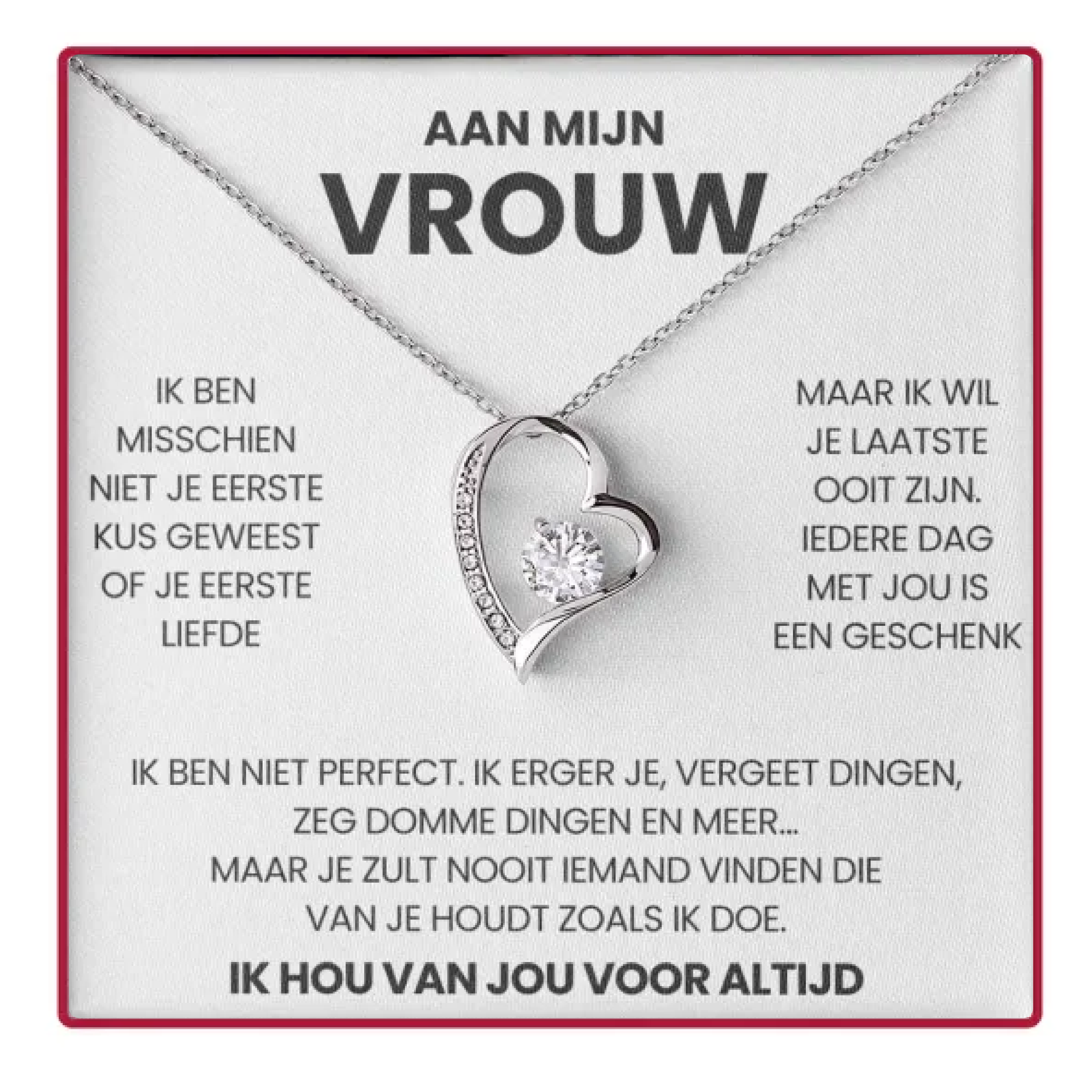 To My Wife - Eternal Rose Box - With Heart Necklace & Real Rose