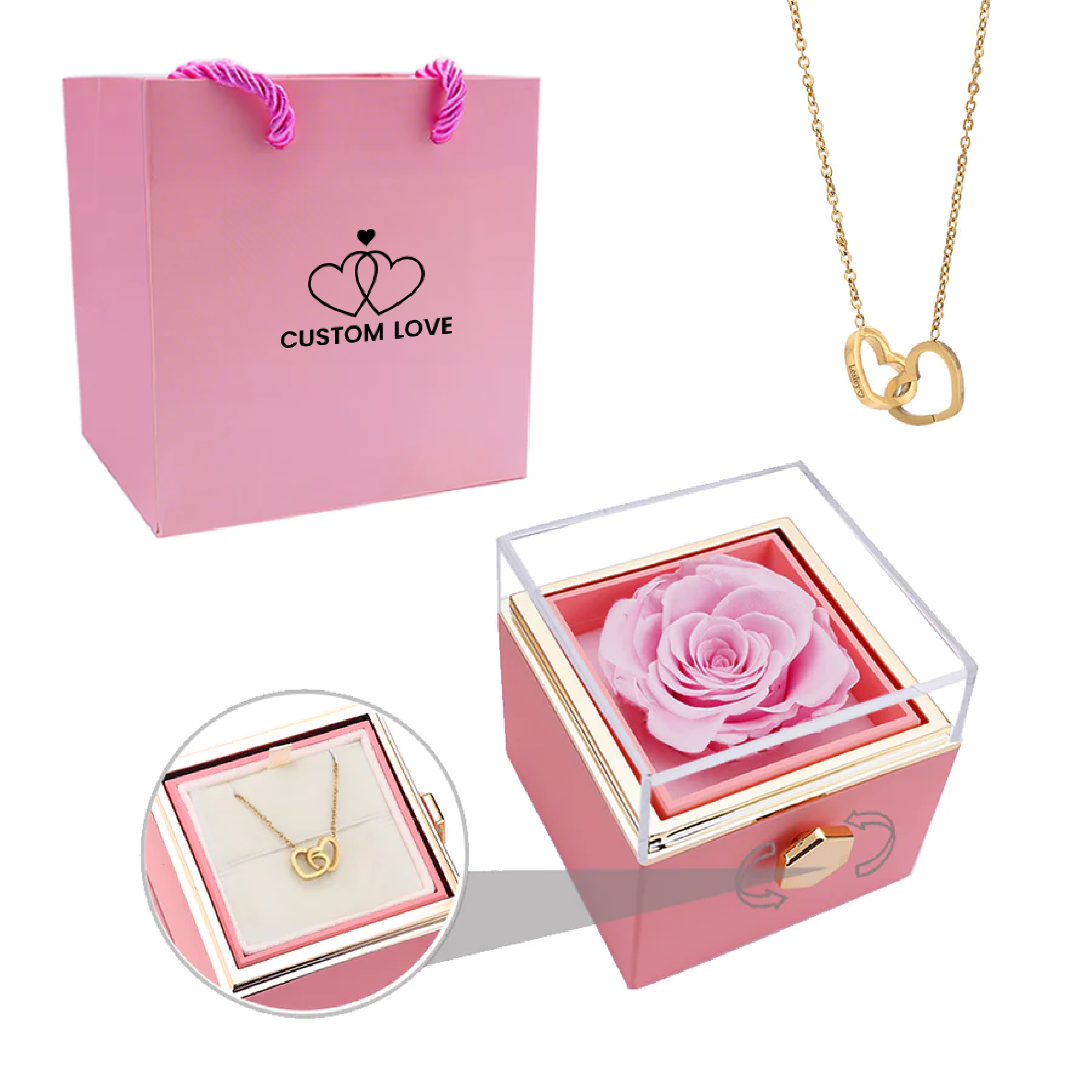 The Eternal Rose Box - With Personalized Necklace & Real Rose