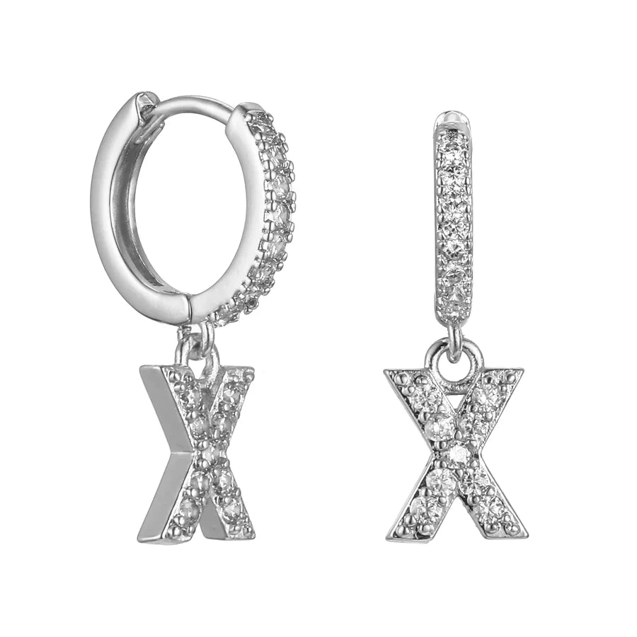 Letter Earrings 'Initial' with Zirconia