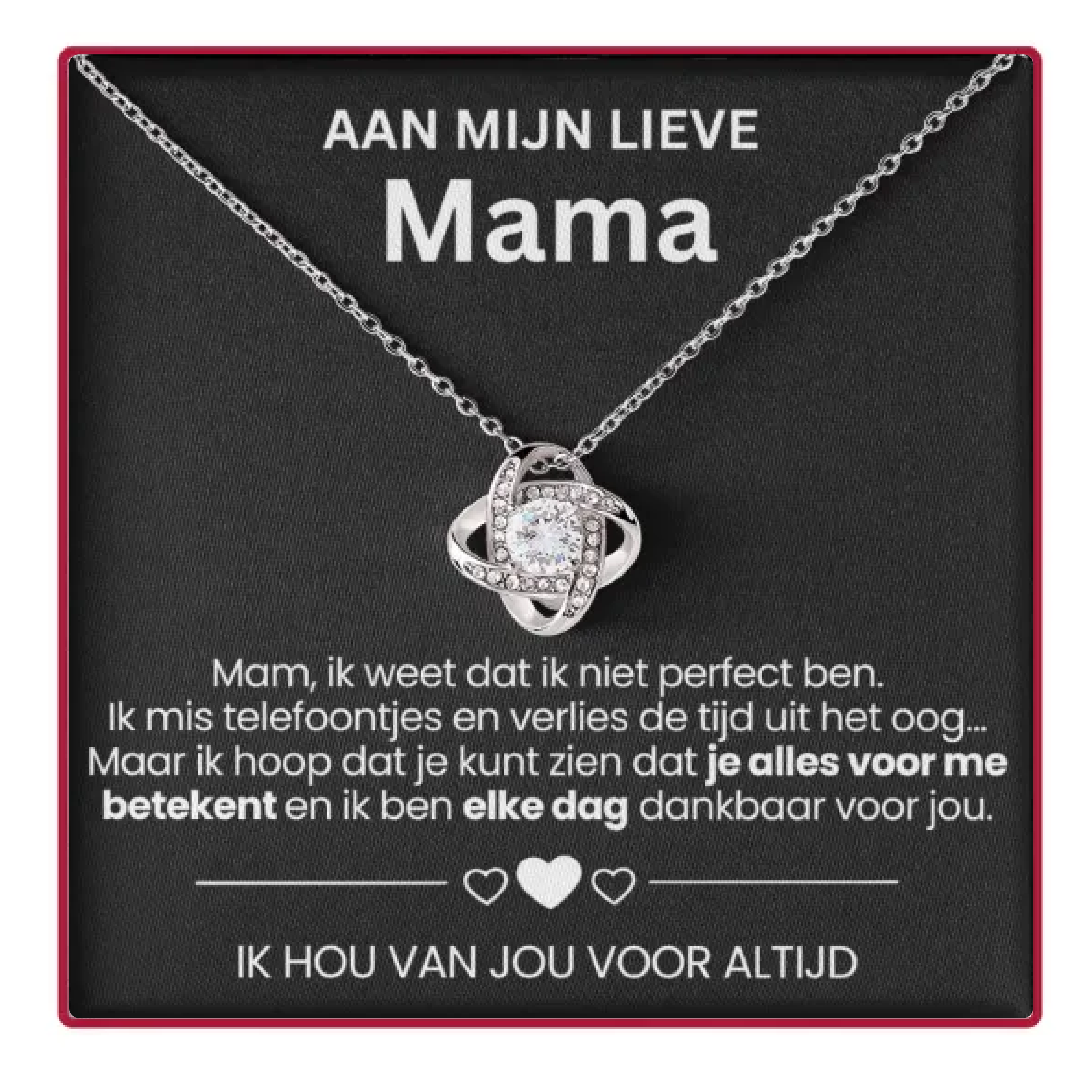 To My Mom - Eternal Rose Box - With Love Knot Necklace & Real Rose