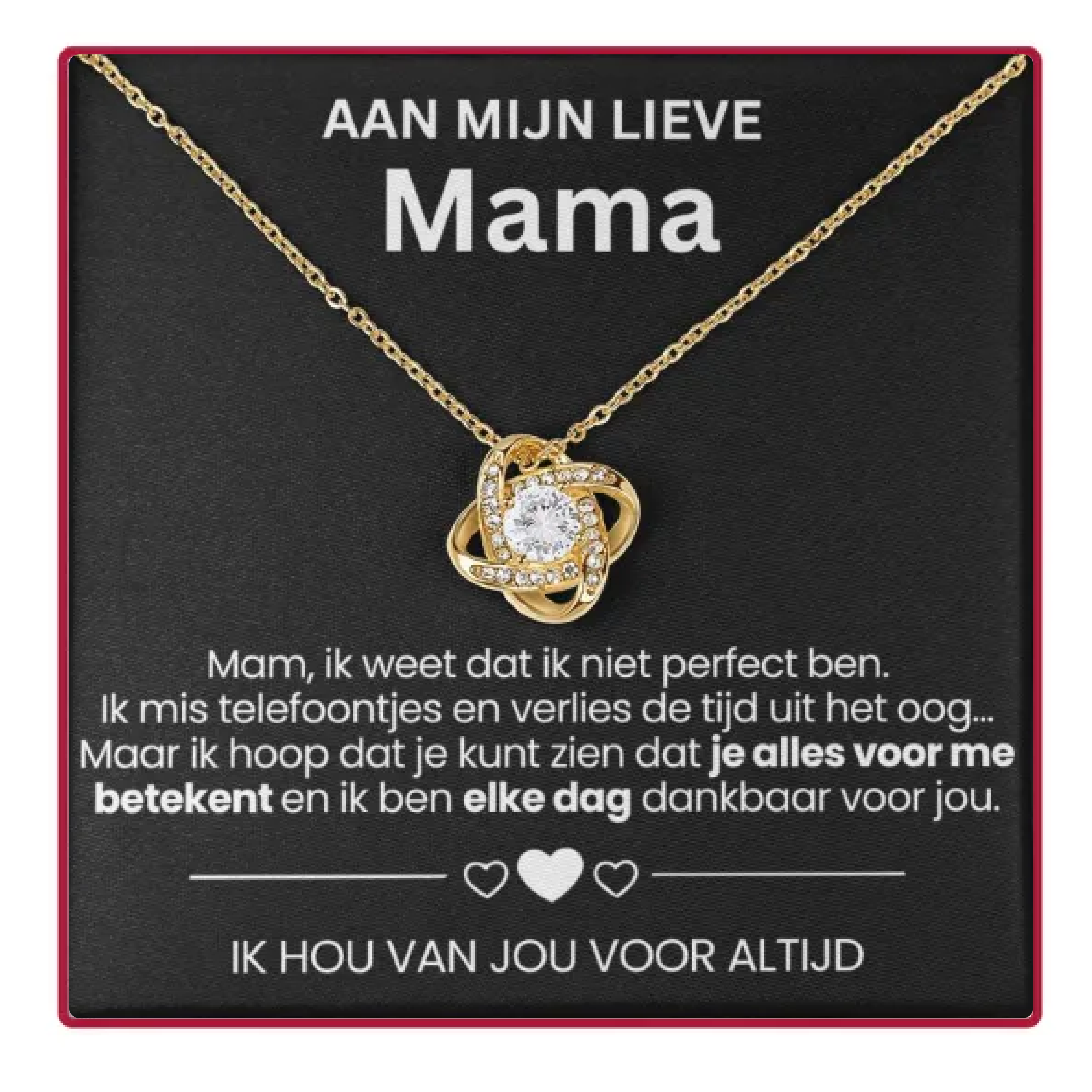 To My Mom - Eternal Rose Box - With Love Knot Necklace & Real Rose