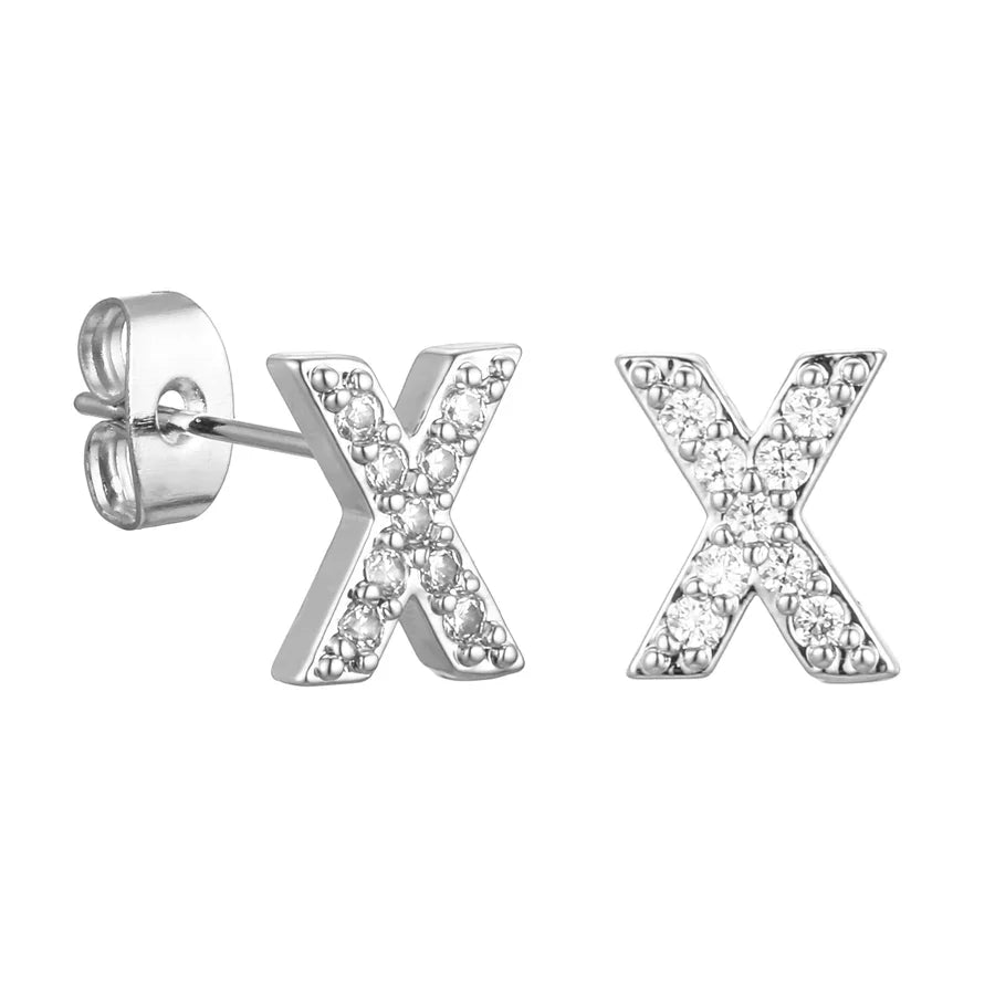 Letter Earrings 'Initial' with Zirconia