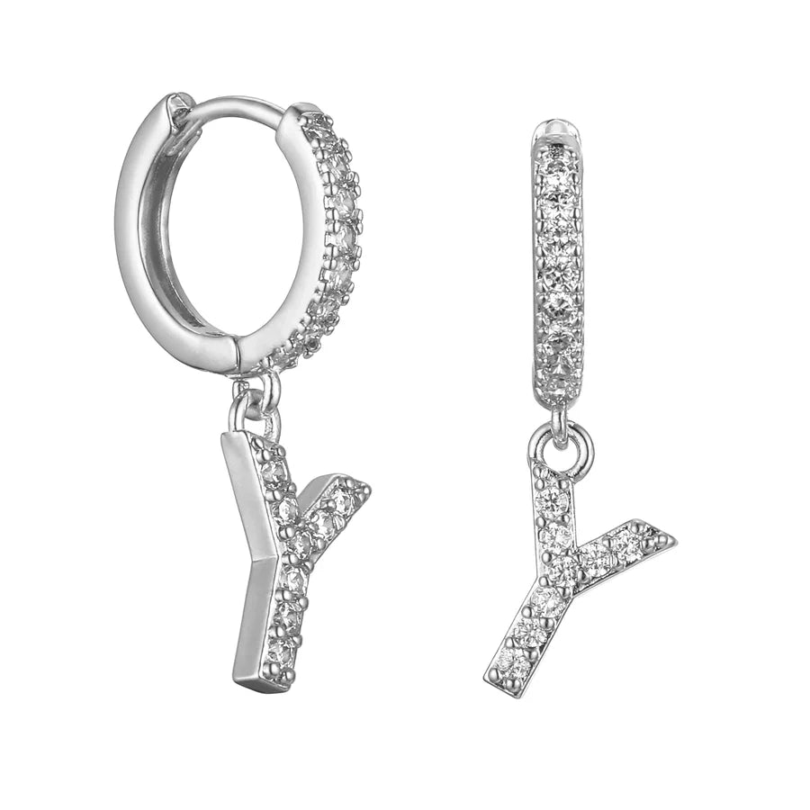 Letter Earrings 'Initial' with Zirconia