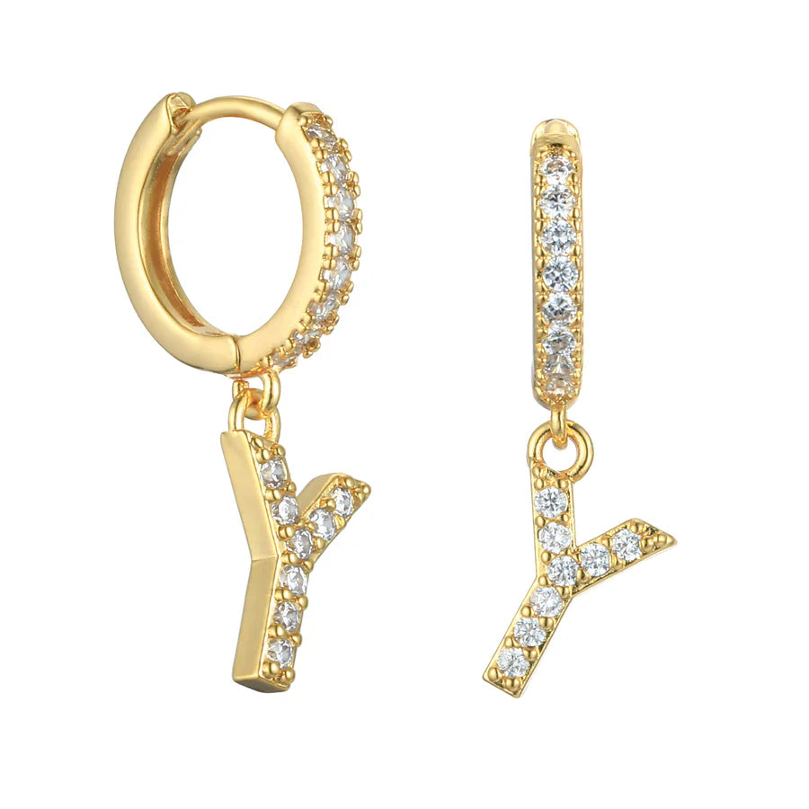 Letter Earrings 'Initial' with Zirconia