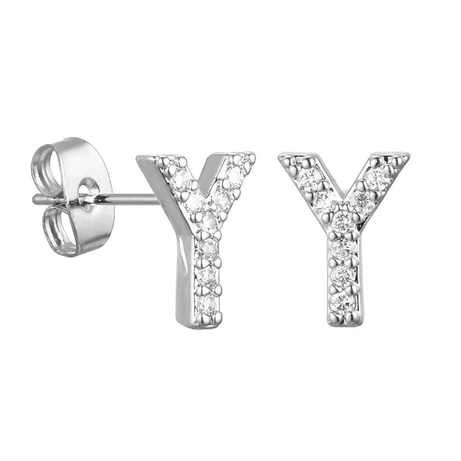 Letter Earrings 'Initial' with Zirconia