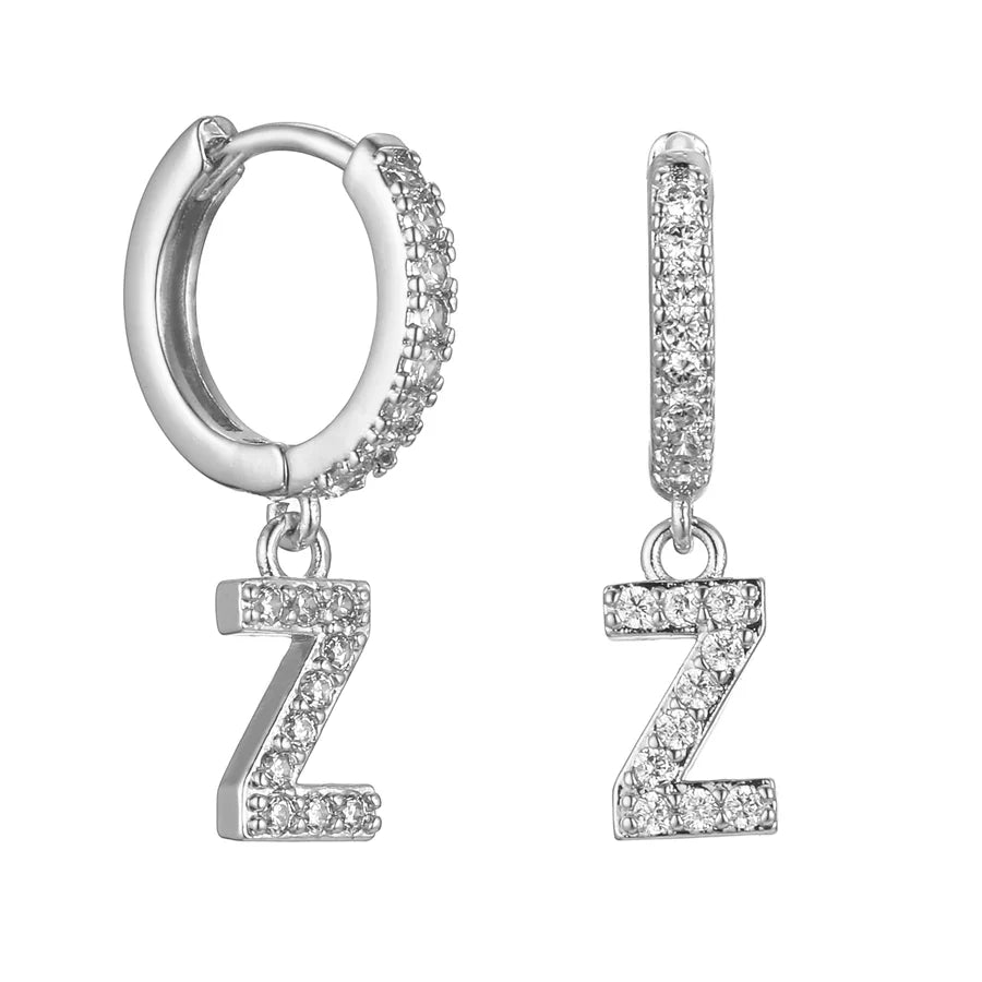 Letter Earrings 'Initial' with Zirconia