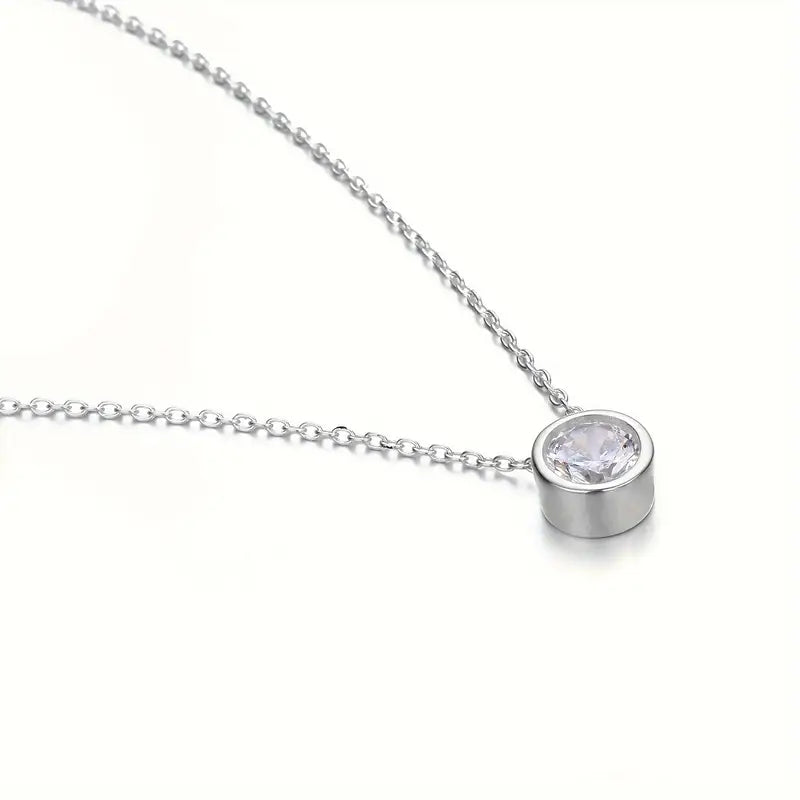 Personalized Necklace with Round Birthstone - Women's Necklace