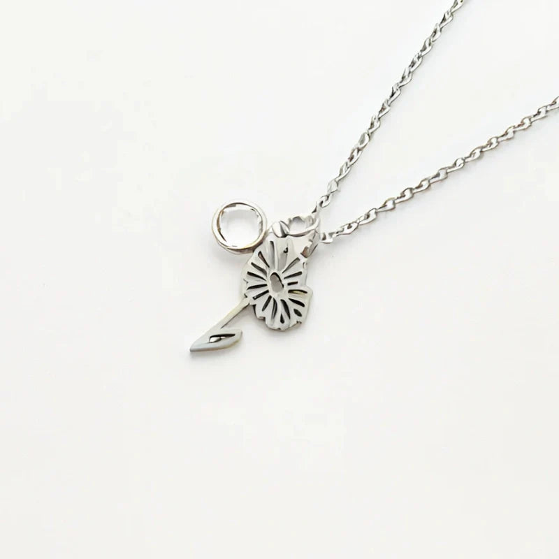Personalized Birthstone Necklace with Birth Flower - Gifts for Her