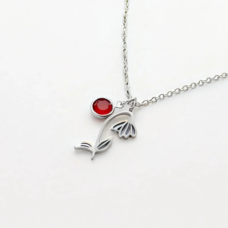 Personalized Birthstone Necklace with Birth Flower - Gifts for Her