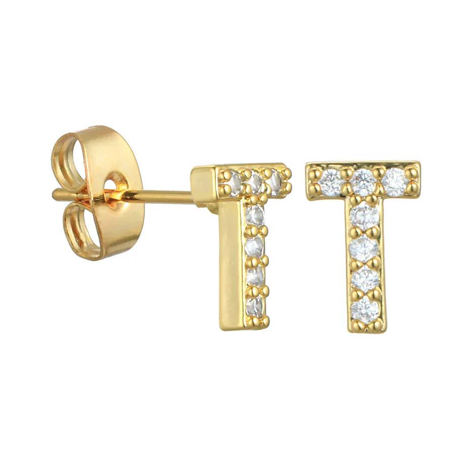 Letter Earrings 'Initial' with Zirconia