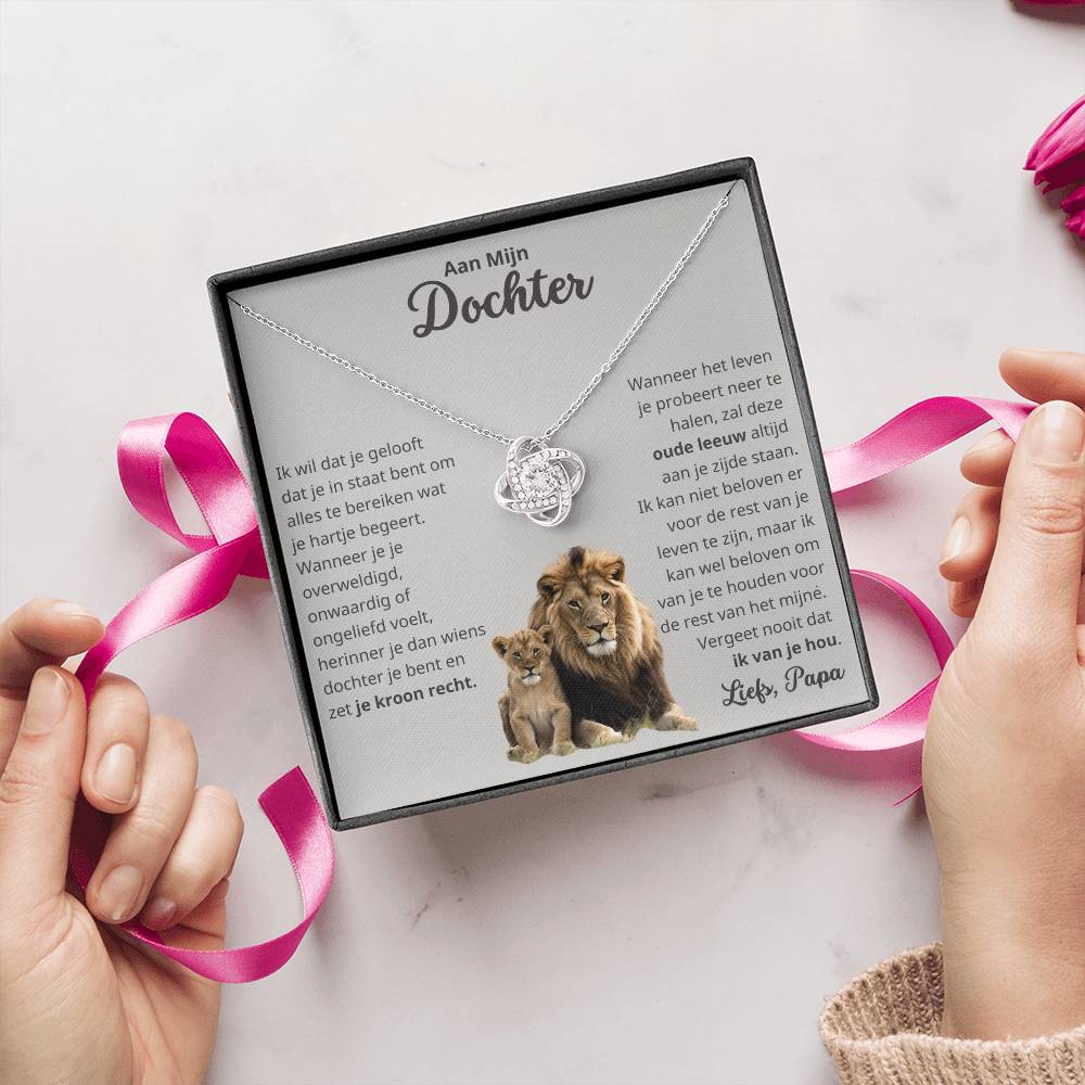 To My Daughter - Love, Your Old Lion - Love Knot Necklace