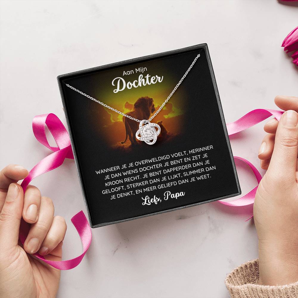 To My Daughter - Braver, Stronger, and Loved - Love Knot Necklace