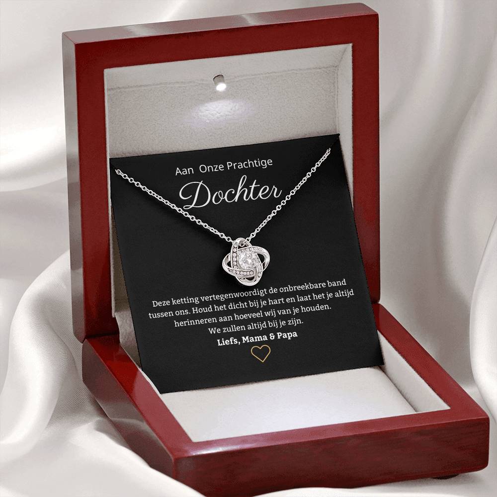 To Our Beautiful Daughter - We Will Always Be There for You - Love Knot Necklace